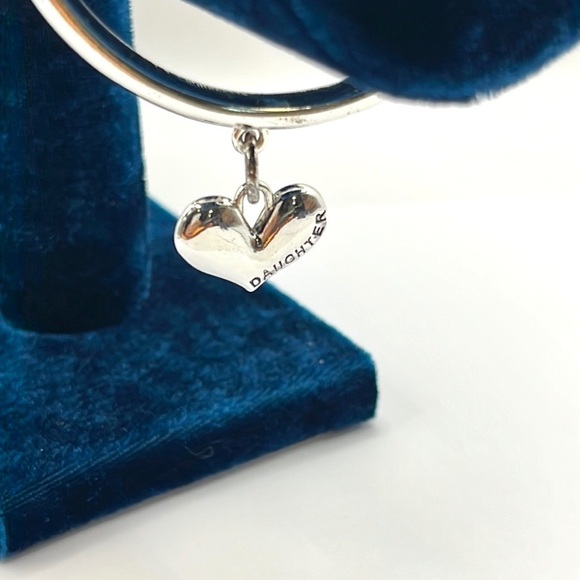 AB Daughter  LOVE Heart ❤️ Charm Bracelet Silver Tone clamper hinged closure - Picture 2 of 9